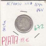 MONEDA ESPAÑA ALFONSO XIII PLATA 50 CENTIMOS 1894
