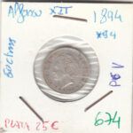 MONEDA ESPAÑA ALFONSO XIII PLATA 50 CENTIMOS 1894