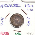 MONEDA ESPAÑA ALFONSO XIII 50 CENTIMOS 1900 PLATA