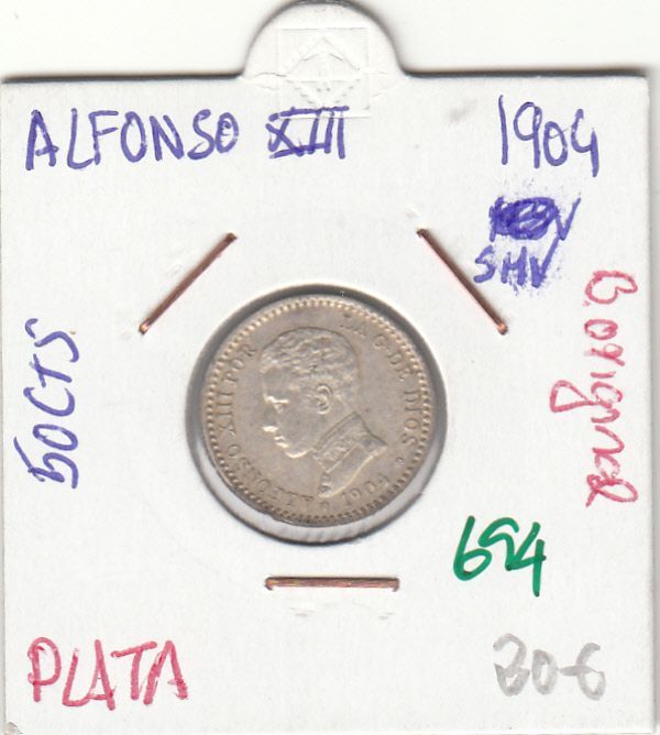 imagen-13-6749.jpg CRE0694 MONEDA ESPAÑA ALFONSO XIII PLATA 50 CENTIMOS 1904 SMV - Imagen 1