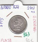 MONEDA ESPAÑA ALFONSO XIII 1 PESETA 1903 PLATA