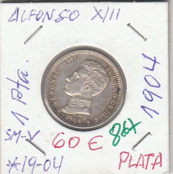 imagen-13-6835.jpg MONEDA ESPAÑA ALFONSO XIII 1 PESETA 1904 PLATA - Imagen 1