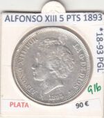 MONEDA ESPAÑA ALFONSO XIII 5 PESETAS 1893 PLATA
