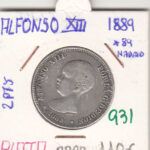 MONEDA ESPAÑA ALFONSO XIII 2 PESETAS 1889 PLATA