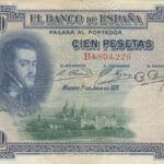 BILLETE ESPAÑA 100 PESETA 1925 CON 1 RESELLO