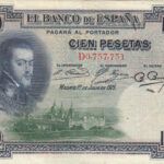 BILLETE ESPAÑA 100 PESETA 1925 CON RESELLO