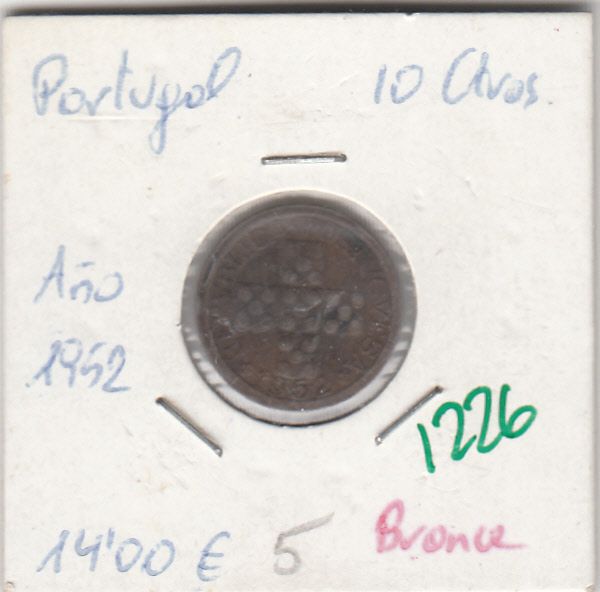 imagen-13-7562.jpg MONEDA PORTUGAL BRONCE 10 CENTAVOS 1952 - Imagen 1