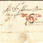 CRCAR004 ESPAÑA (PREFILATELIA)  CARTA COMPLETA DE MORON DE LA FRA. A CARMONA AÑO 1838 MARCA 1 EN ROJO Y PORTEO 6