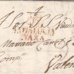 CRCAR007 ESPAÑA (PREFILATELIA) CARTA COMPLETA DE SEVILLA A VALENCIA AÑO 1799 MARCA 10 EN ROJO
