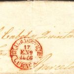 CRCAR009 ESPAÑA (PREFILATELIA) CARTA COMPLETA DE ALBACETE A BARCELONA 1846 MARCA 6 EN ROJO