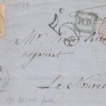 CRCAR116 CARTA COMPLETA DE TORTOSA A FRANCIA CON SELLO Nº 100A. MATASELLO FECHADOR TIPO II, MARCA -PD- EN DOBLE RECUADRO VERDE,