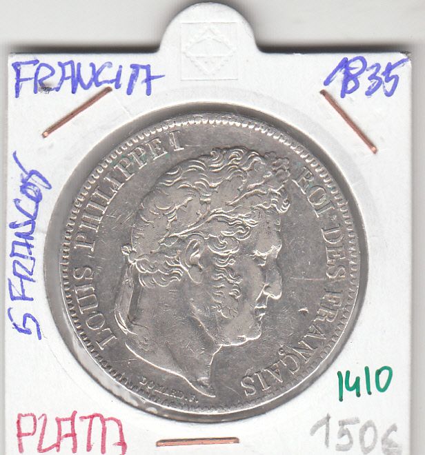 imagen-13-9469.jpg CR1410 MONEDA FRANCIA 5 FRANCOS 1835 PLATA EBC+ - Imagen 1