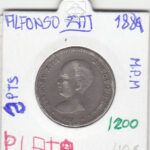 CRE1200 MONEDA ESPAÑA ALFONSO XIII 2 PESETA 1889 PLATA