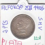 CRE1201 MONEDA ESPAÑA ALFONSO XIII 2 PESETAS 1905 PLATA