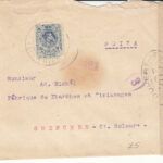 CRCAR172 RARO SOBRE DE GERGAL (ALMERIA) A GRENCHEN (SUIZA) CON SELLO Nº 274. BANDA DE CENSURA COMO CIERRE. MARCA MILITAR Nº 203