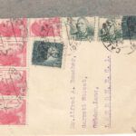 CRCAR195 SOBRE DE CALDETAS (BARCELONA) A LONDRES CON SELLOS Nº 732 -2-, 733 -2- Y 752 -5- FECHADOR CALDETAS 22-08-38 Y MARCA DE