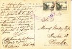 CRCAR196 TARJETA POSTAL DEL BARCO NEPTUNIA DE VILLAFRANCO DE LOS BARRIOS A SEVILLA CON SELLOS Nº 817 -2- CENSURA MILITAR DE VILL