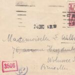 CRCAR216 SOBRE DE TARJETA DE VISITA DIRIGIDA A BRUSELAS CON SELLO Nº 217, CENSURA DEL EJERCITO ALEMAN Y NUMERO DE CONTROL EN ROJ