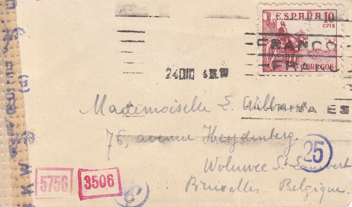 imagen-13-9671.jpg CRCAR216 SOBRE DE TARJETA DE VISITA DIRIGIDA A BRUSELAS CON SELLO Nº 217, CENSURA DEL EJERCITO ALEMAN Y NUMERO DE CONTROL EN ROJ - Imagen 1
