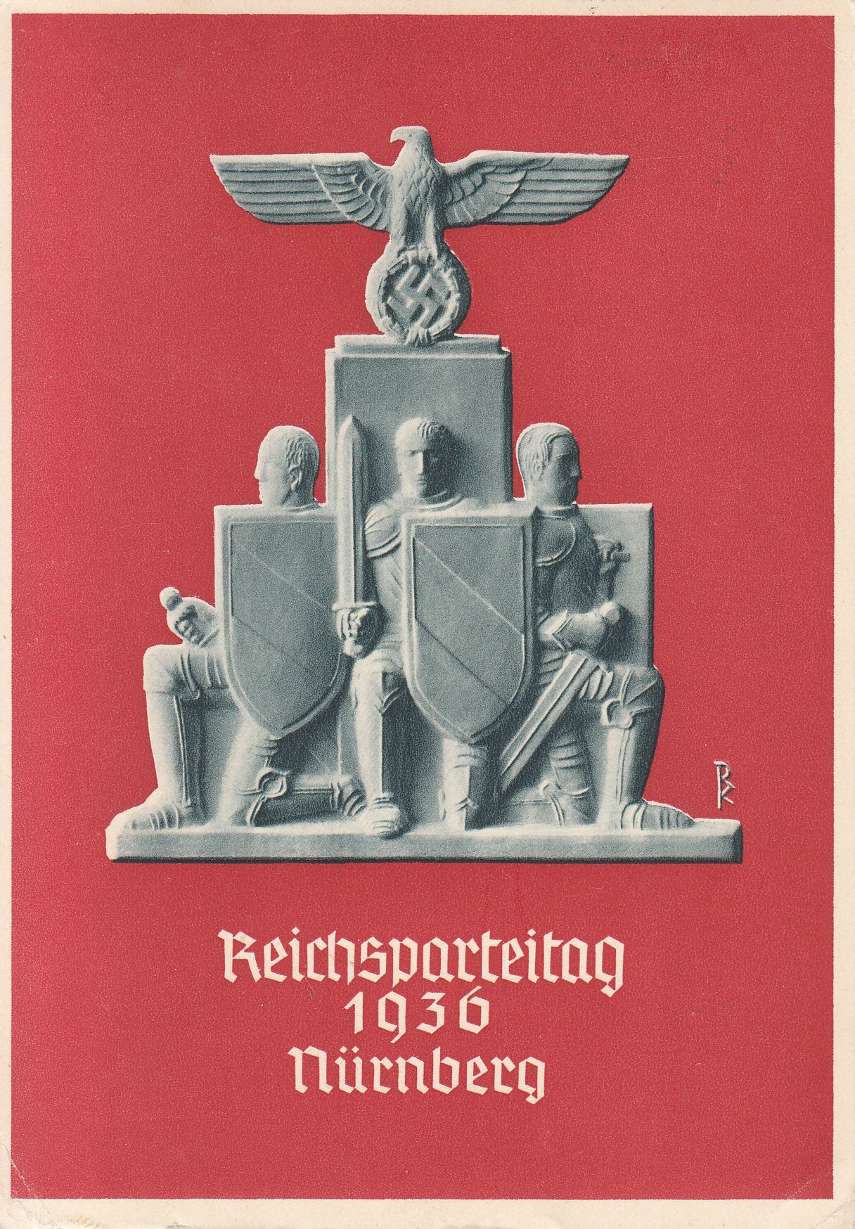 imagen-13-9775.jpg CRCAR258 TARJETA PROPAGANDA ALEMANA CELEBRANDO EL DIA DEL PARTIDO EL 13-09-36 CON SELLO Nº 580 Y MATASELLO DE NUREMBERG - Imagen 1