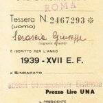 CRCAR281 TARJETA ITALIANA DE LA CONFEDERACION FASCISTA DEL TRABAJO DEL AÑO 1939