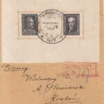 CRCAR292 SOBRE DE VARSOVIA A CRACOVIA CON LA RARA HOJA BLOQUE Nº 1 DE POLONIA, CON MATASELLOS DE LA EXPOSICION FILATELICA.
