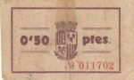 CRBL0072 BILLETE ESPAÑA CONSEJO MUNICIPAL DE ROSES (GIRONA) 50 CTS BC - Imagen 2