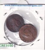 CRE3950 LOTE 2 MONEDAS ESPAÑA 2 CTS GOBIERNO PROVISIONAL 1870 COBRE MBC - Imagen 2
