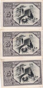 CRBL0357 TRIO CORRELATIVO BILLETES ESPAÑA LOCAL 25 PESETAS BILBAO 1937 S/C- - Imagen 2