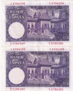 CRBS1674 PAREJA CORRELATIVA BILLETES ESPAÑA 25 PESETAS 1954 SERIE C MBC- - Imagen 2