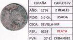 CRBAN381 MONEDA ESPAÑA CARLOS IV 2 REALES 179? (VER DESCRIPCION EN FOTO) - Imagen 2