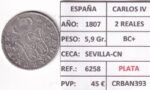 CRBAN393 MONEDA ESPAÑA CARLOS IV 2 REALES 1807 (VER DESCRIPCION EN FOTO) - Imagen 2