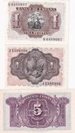 CRBL0397 LOTE 3 BILLETES ESPAÑA 1 PTS (2) Y 5 PTAS TODOS SIN CIRCULAR - Imagen 2