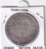 CR3683 MONEDA FRANCIA 5 FRANCOS 1836 LUIS FELIPE I LYON PLATA - Imagen 2