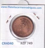 CR4040 MONEDA PORTUGAL 5 CENTAVOS 1921 SIN CIRCULAR - Imagen 2