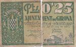 CRBL0487 BILLETE LOCAL ESPAÑA GIRONA 25 CENTIMOS 1937 ROTO POR LA MITAD - Imagen 2