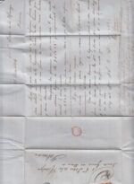CRCAR107 CARTA COMPLETA DE SANTANDER A PALENCIA CON SELLO Nº 64. RUEDA DE CARRETA ILEGIBLE Y FECHADOR NEGRO DE SANTANDER. - Imagen 2