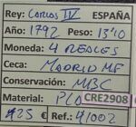CRE2908 MONEDA ESPAÑA CARLOS IV 4 REALES 1792 MADRID PLATA - Imagen 3