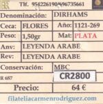 CR2800 MONEDA ARABE DIRHAM 1121-269 PLATA VER DESCRIPCION EN FOTO - Imagen 3