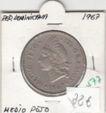 CR0577 MONEDA REPUBLICA DOMINICANA 1967 0,5 PESO 22