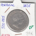 CR0687 MONEDA PORTUGAL PLATA 500 REIS 1856