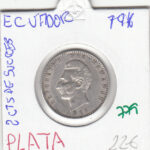 CR0779 MONEDA ECUADOR 2 CTS DE SUCRE 1916 PLATA