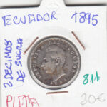 CR0811 MONEDA ECUADOR 2 DECIMAS DE SUCRE 1895 PLATA