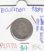 CR0817 MONEDA ECUADOR 2 DECIMAS DE SUCRE 1889 PLATA