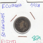 CR0854 MONEDA ECUADOR 50 CENTAVOS 1928 PLATA