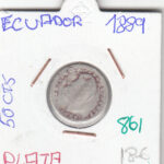 CR0861 MONEDA ECUADOR 50 CTS 1889 PLATA