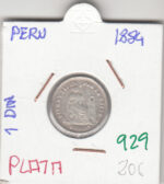 CR0929 MONEDA PERU 1 DIN PLATA 1884