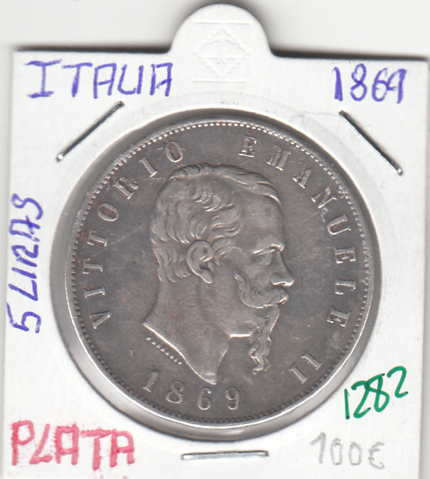 CR1282 CR1282 MONEDA ITALIA 5 LIRAS 1869 PLATA EBC - Imagen 1