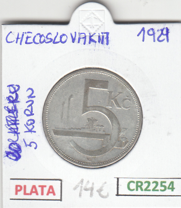 CR2254 CR2254 MONEDA CHECSLOVAQUIA 5 KORUN 1929 PLATA MBC - Imagen 1