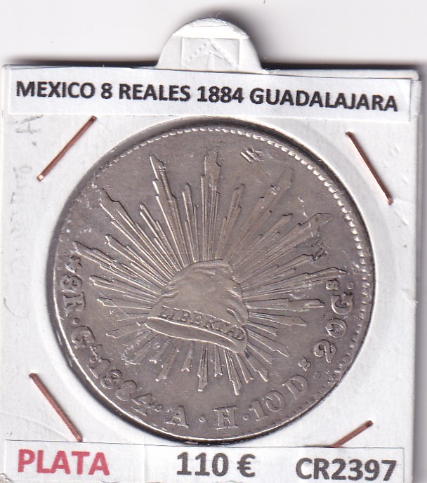 CR2397 CR2397 MONEDA MEXICO 8 REALES 1884 GUADALAJARA PLATA - Imagen 1